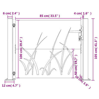 vidaXL Gartentor 105x105 cm Cortenstahl Gras-Design