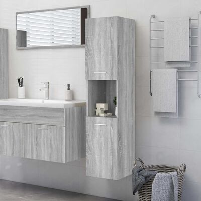 vidaXL Badezimmerschrank Grau Sonoma 30x30x130 cm Holzwerkstoff