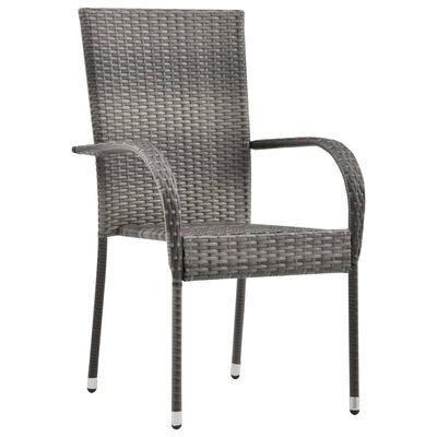 vidaXL 7-tlg. Garten-Essgruppe Grau Poly Rattan