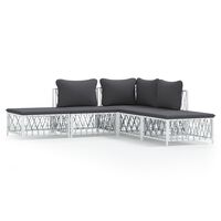 vidaXL 5-tlg. Garten-Lounge-Set mit Kissen Weiß Stahl