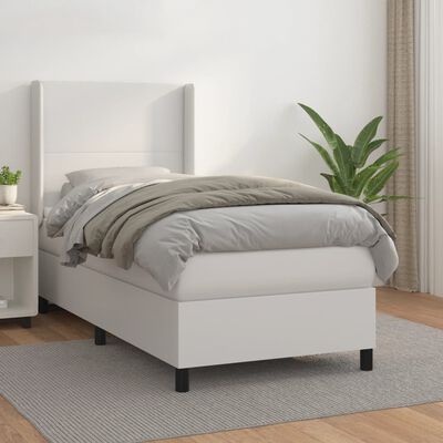 vidaXL Boxspringbett mit Matratze Weiß 80x200 cm Kunstleder