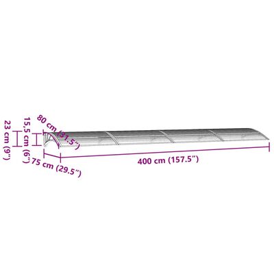 vidaXL Türvordach Grau und Transparent 400x75 cm Polycarbonat