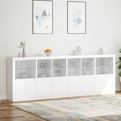 vidaXL Sideboard mit LED-Leuchten Weiß 283x37x100 cm