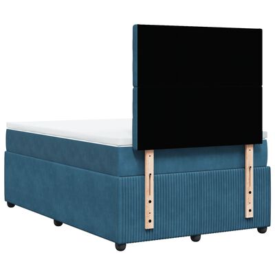 vidaXL Boxspringbett mit Matratze Blau 120x190 cm Samt