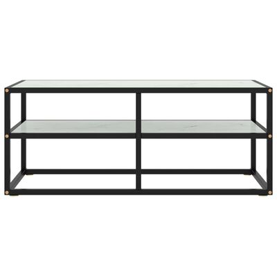 vidaXL TV-Schrank Schwarz mit Hartglas Marmor-Optik 100x40x40 cm