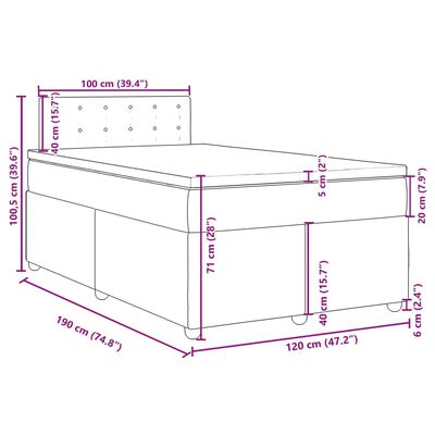 vidaXL Boxspringbett mit Matratze Hellgrau 120x190 cm Stoff