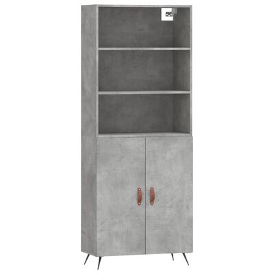 vidaXL Highboard Betongrau 69,5x34x180 cm Holzwerkstoff