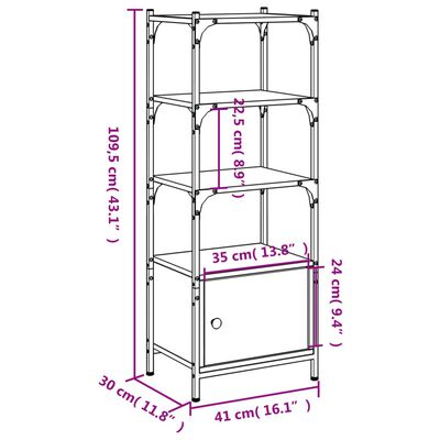 vidaXL Bücherregal 3 Böden Räuchereiche 41x30x109,5 cm Holzwerkstoff