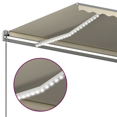 vidaXL Markise Manuell Einziehbar mit LED 6x3 m Creme