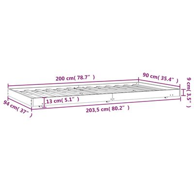 vidaXL Massivholzbett ohne Matratze 90x200 Kiefernholz