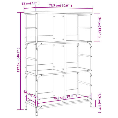 vidaXL Bücherregal Sonoma-Eiche 78,5x33x117,5 cm Holzwerkstoff