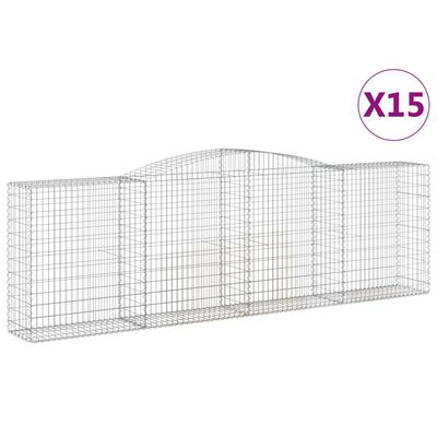 vidaXL Gabionen mit Hochbogen 15 Stk 400x50x120/140cm Verzinktes Eisen