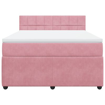 vidaXL Boxspringbett mit Matratze Rosa 140x200 cm Samt