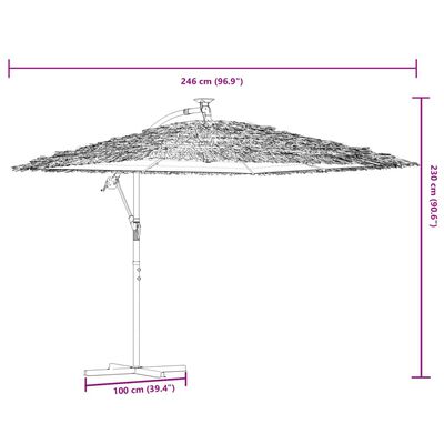 vidaXL Sonnenschirm mit LED und Stahlmast Braun 246x246x230 cm