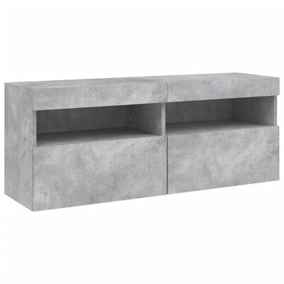 vidaXL TV-Wandschrank mit LED-Leuchten Betongrau 100x30x40 cm