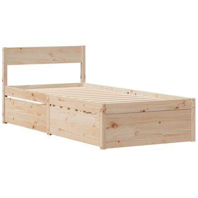 vidaXL Bett mit Schubladen und Matratze 90x190 Massivholz Kiefer