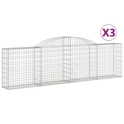 vidaXL Gabionen mit Hochbogen 3 Stk. 300x30x80/100 cm Verzinktes Eisen