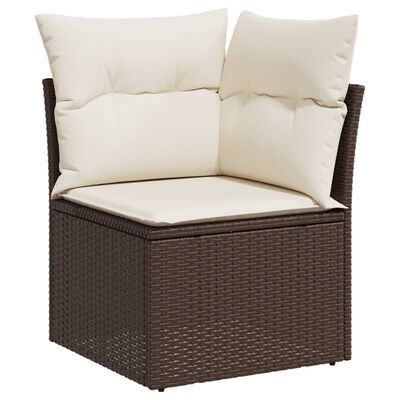 vidaXL 9-tlg. Garten-Sofagarnitur mit Kissen Braun Poly Rattan