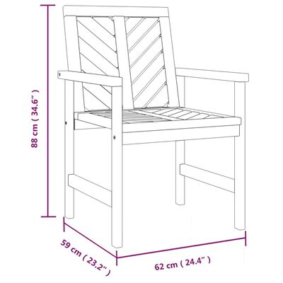 vidaXL Garten-Essstühle 3 Stk. Massivholz Akazie