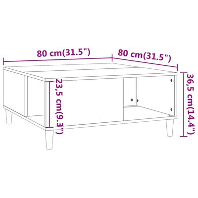 vidaXL Couchtisch Weiß 80x80x36,5 cm Holzwerkstoff