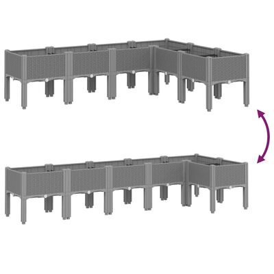vidaXL Pflanzkasten mit Beinen Hellgrau 160x120x42 cm PP