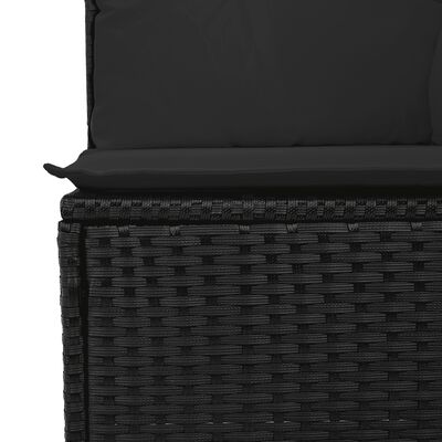 vidaXL 5-tlg. Garten-Sofagarnitur mit Kissen Schwarz Poly Rattan