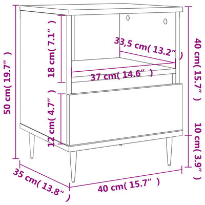 vidaXL Nachttische 2 Stk. Sonoma-Eiche 40x35x50 cm Holzwerkstoff