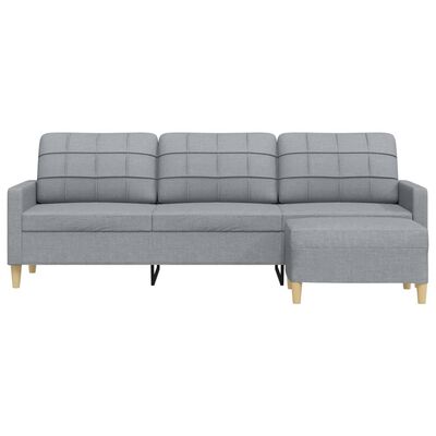 vidaXL 3-Sitzer-Sofa mit Hocker Hellgrau 210 cm Stoff