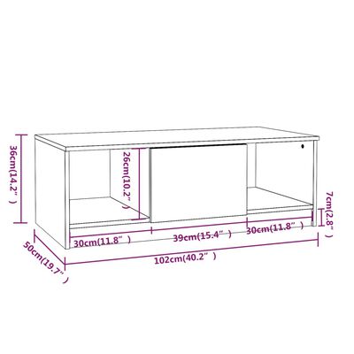 vidaXL Couchtisch Betongrau 102x50x36 cm Holzwerkstoff