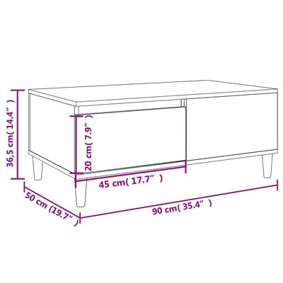 vidaXL Couchtisch Schwarz 90x50x36,5 cm Holzwerkstoff