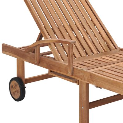 vidaXL Sonnenliegen 2 Stk. mit Auflagen Taupe Massivholz Teak