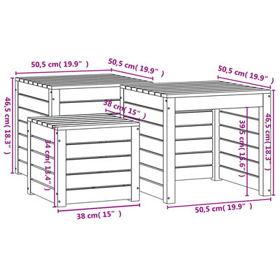 vidaXL 3-tlg. Gartenbox-Set Massivholz Kiefer