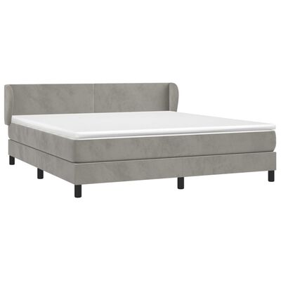 vidaXL Boxspringbett mit Matratze Hellgrau 180x200 cm Samt