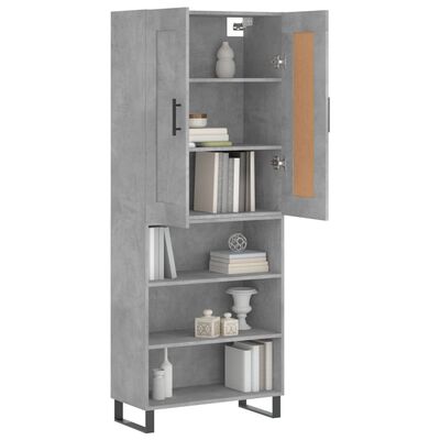 vidaXL Highboard Betongrau 69,5x34x180 cm Holzwerkstoff