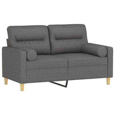 vidaXL 2-Sitzer-Sofa mit Zierkissen Dunkelgrau 120 cm Stoff