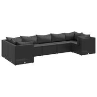 vidaXL 7-tlg. Garten-Lounge-Set mit Kissen Schwarz Poly Rattan