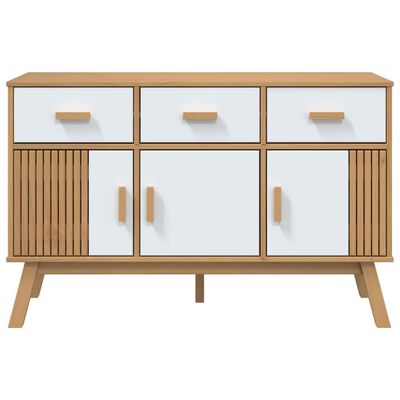 vidaXL Sideboard OLDEN Weiß und Braun 114x43x73,5 cm Massivholz Kiefer