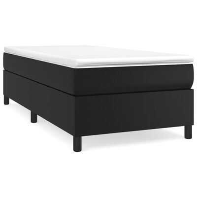 vidaXL Boxspringbett mit Matratze Schwarz 90x190 cm Kunstleder