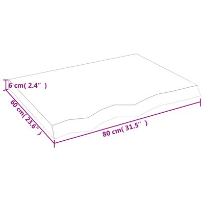 vidaXL Waschtischplatte 80x60x(2-6) cm Massivholz Unbehandelt