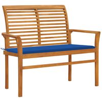 vidaXL Gartenbank mit Königsblauer Auflage 112 cm Massivholz Teak