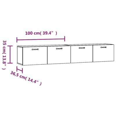 vidaXL Wandschränke 2 Stk. Weiß 100x36,5x35 cm Holzwerkstoff