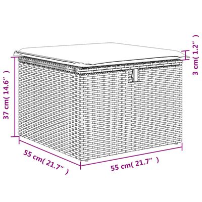 vidaXL 6-tlg. Garten-Sofagarnitur mit Kissen Hellgrau Poly Rattan