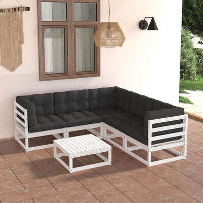 vidaXL 6-tlg. Garten-Lounge-Set mit Kissen Massivholz Kiefer