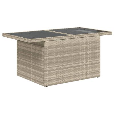 vidaXL 7-tlg. Garten-Sofagarnitur mit Kissen Hellgrau Poly Rattan