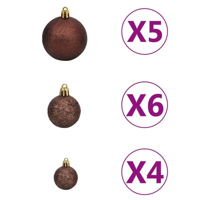 vidaXL Künstlicher Weihnachtsbaum Klappbar 150 LEDs & Kugeln 120 cm