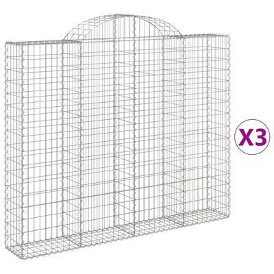 vidaXL Gabionen mit Hochbogen 3 Stk. 200x30x160/180cm Verzinktes Eisen