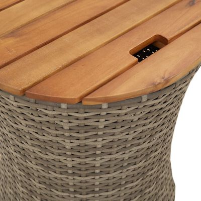 vidaXL Garten-Beistelltische 2 Stk. mit Holzplatte Grau Poly Rattan