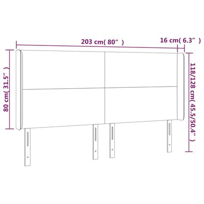 vidaXL Kopfteil mit Ohren Cappuccino-Braun 203x16x118/128cm Kunstleder