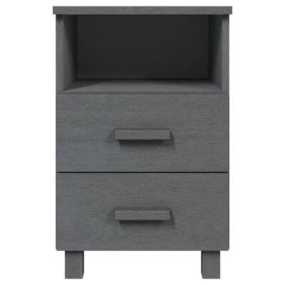 vidaXL Nachttische HAMAR 2 Stk. Dunkelgrau 40x35x62 cm Massivholz