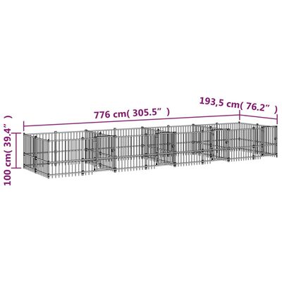 vidaXL Outdoor-Hundezwinger Stahl 15,02 m²